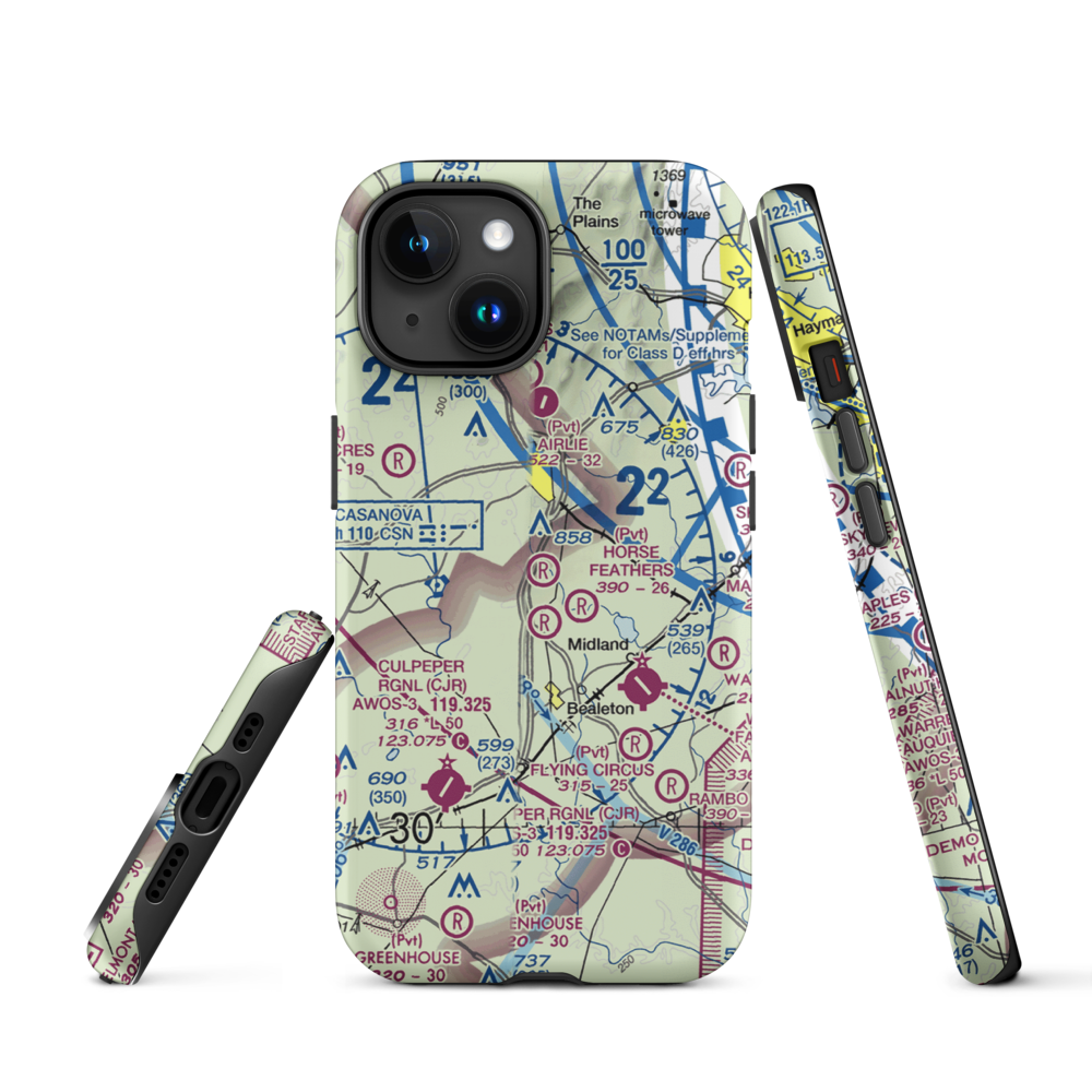 Warrenton Air Park (7VG0) VFR Sectional  Tough iPhone Case iPhone 15 model shown