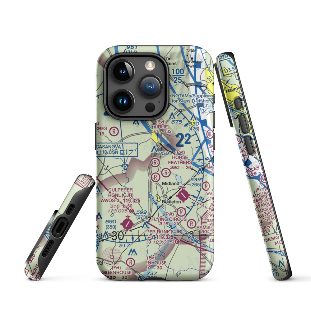 Warrenton Air Park (7VG0) VFR Sectional  Tough iPhone Case iPhone 15 Pro model shown