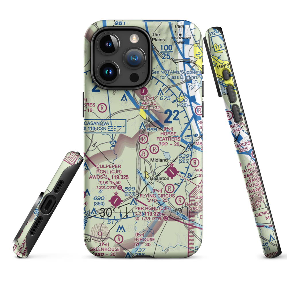 Warrenton Air Park (7VG0) VFR Sectional  Tough iPhone Case iPhone 15 Pro Max model shown
