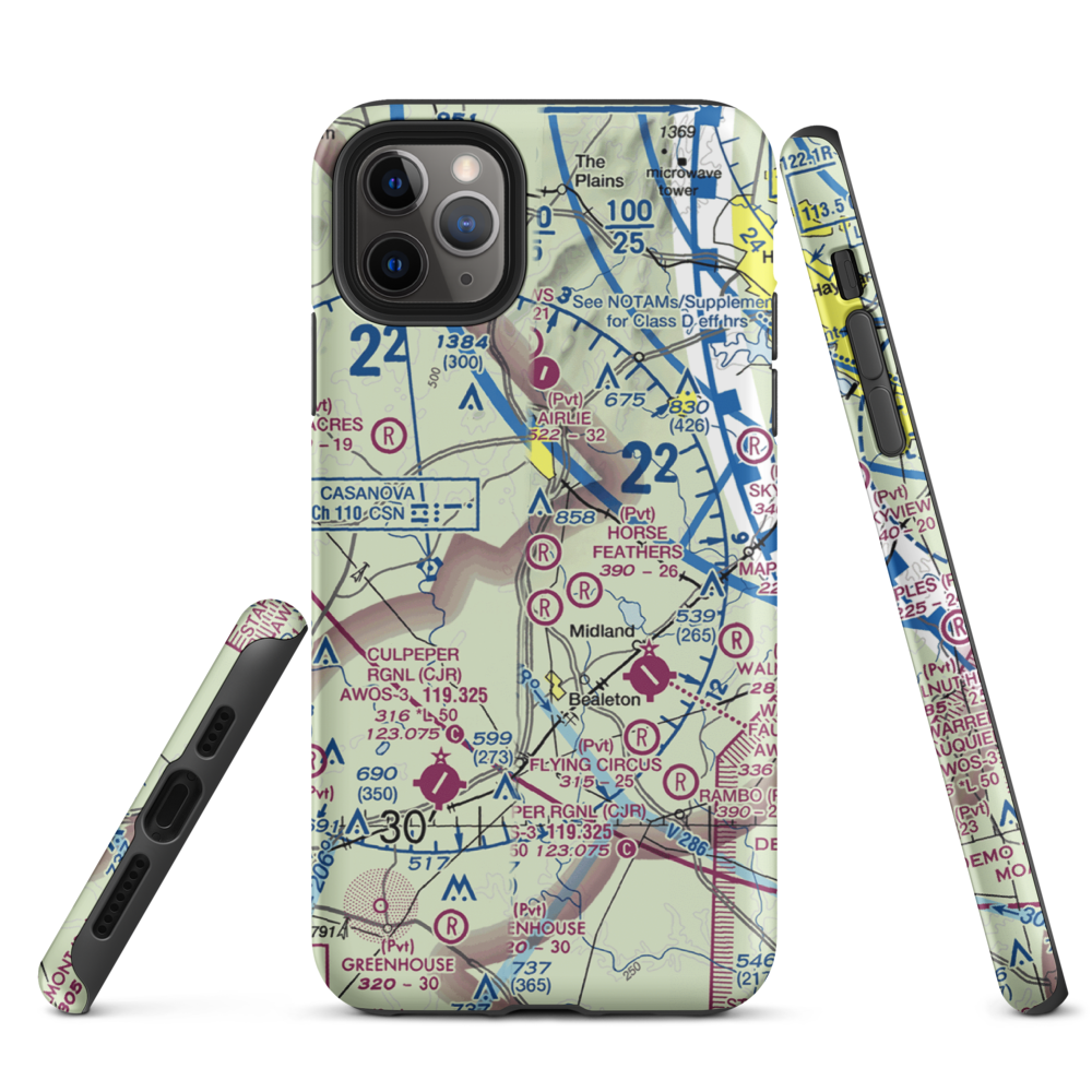 Warrenton Air Park (7VG0) VFR Sectional  Tough iPhone Case iPhone 11 Pro Max model shown