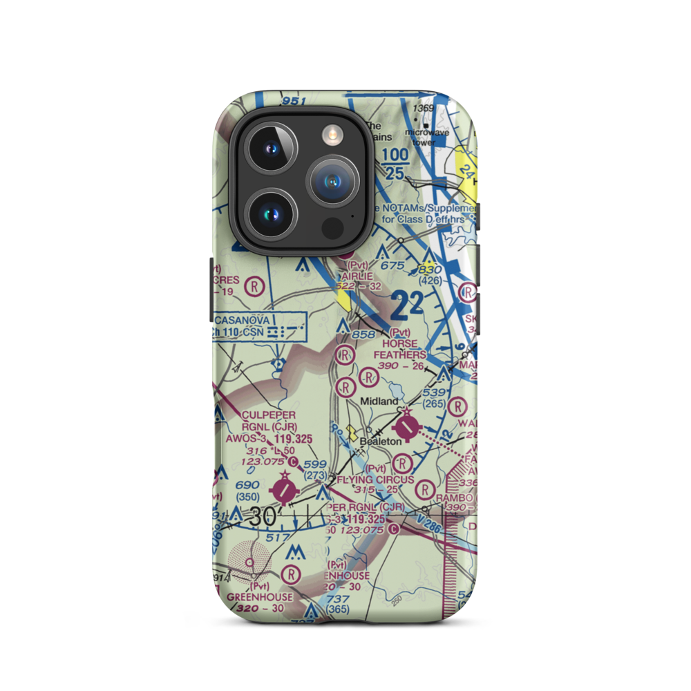 Warrenton Air Park (7VG0) VFR Sectional  Tough iPhone Case iPhone 16 Pro model shown