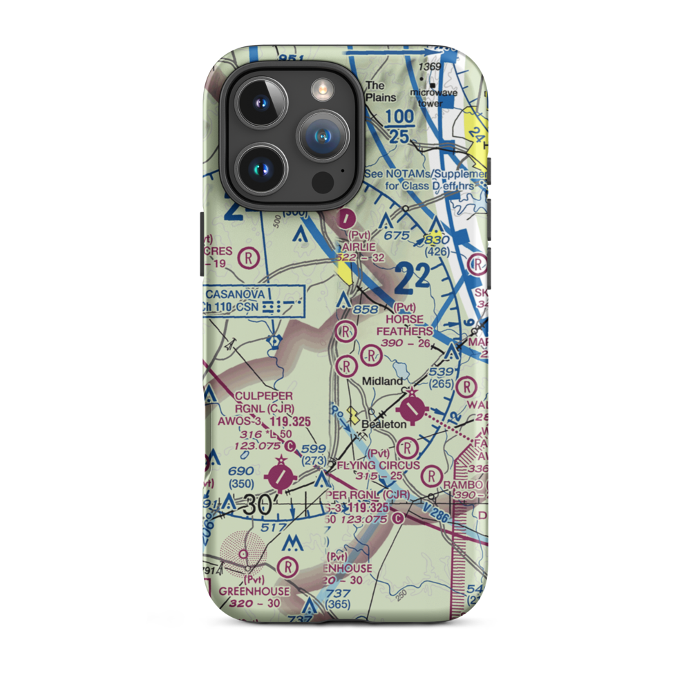 Warrenton Air Park (7VG0) VFR Sectional  Tough iPhone Case iPhone 16 Pro Max model shown
