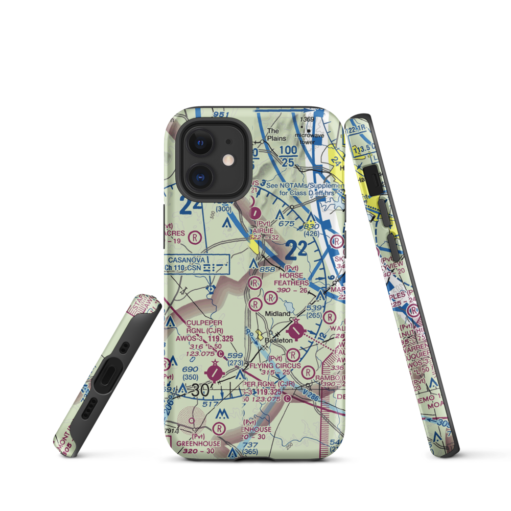 Warrenton Air Park (7VG0) VFR Sectional  Tough iPhone Case iPhone 12 mini model shown