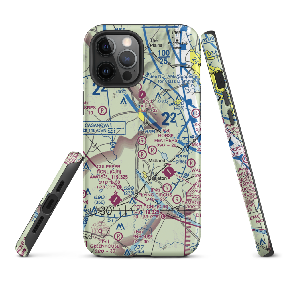 Warrenton Air Park (7VG0) VFR Sectional  Tough iPhone Case iPhone 12 Pro Max model shown