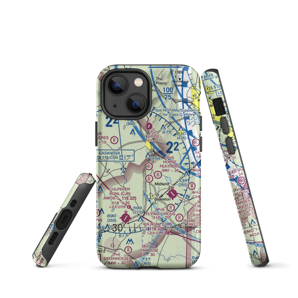 Warrenton Air Park (7VG0) VFR Sectional  Tough iPhone Case iPhone 13 mini model shown