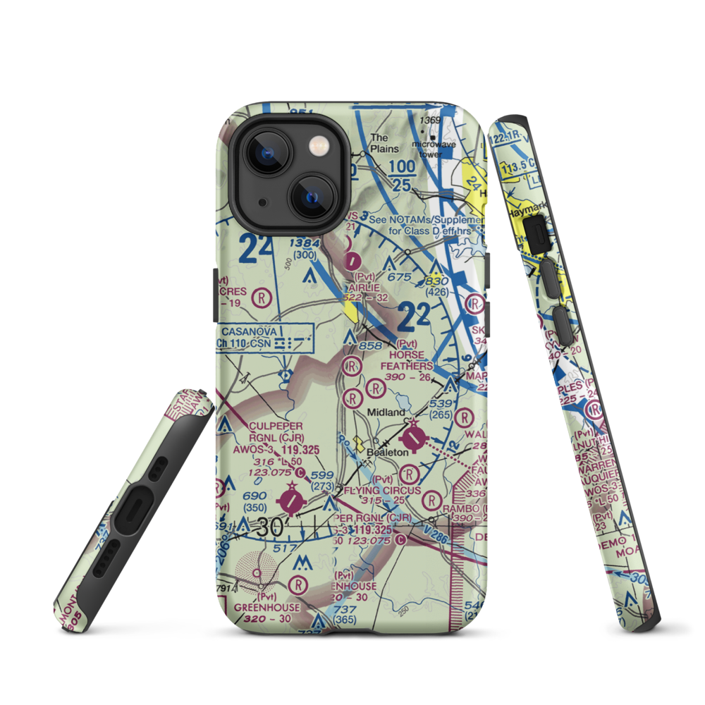Warrenton Air Park (7VG0) VFR Sectional  Tough iPhone Case iPhone 13 model shown