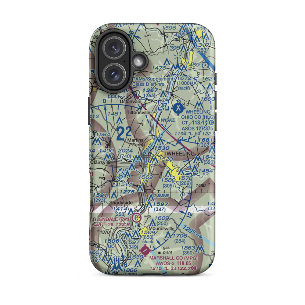 Warwood - Martins Ferry Seaplane Base (WV43) VFR Sectional  Tough iPhone Case iPhone 16 Plus model shown