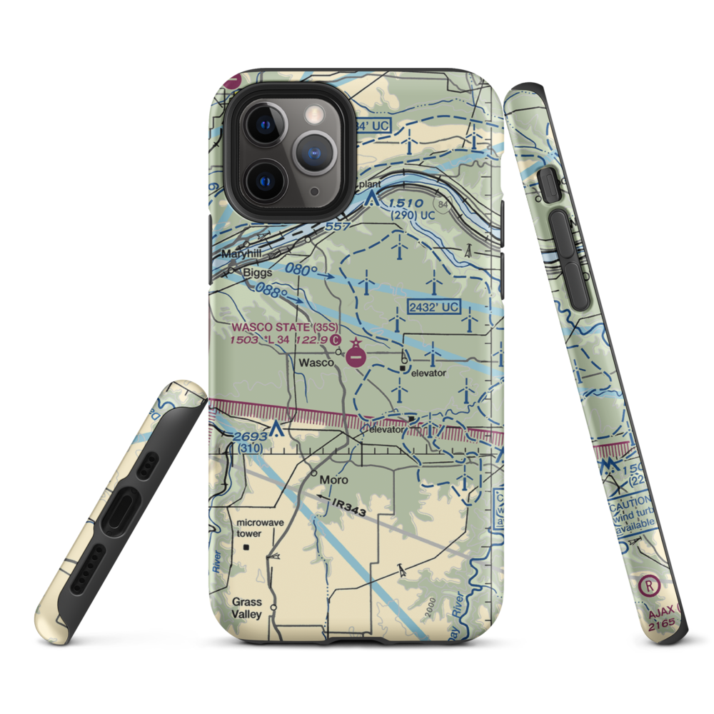Wasco State Airport (35S) VFR Sectional  Tough iPhone Case iPhone 11 Pro model shown