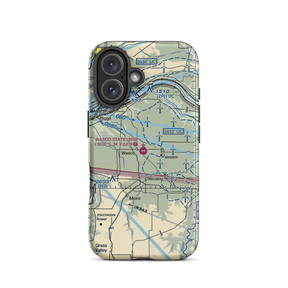 Wasco State Airport (35S) VFR Sectional  Tough iPhone Case iPhone 16 model shown