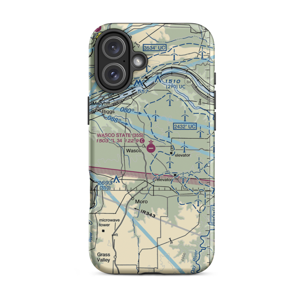 Wasco State Airport (35S) VFR Sectional  Tough iPhone Case iPhone 16 Plus model shown