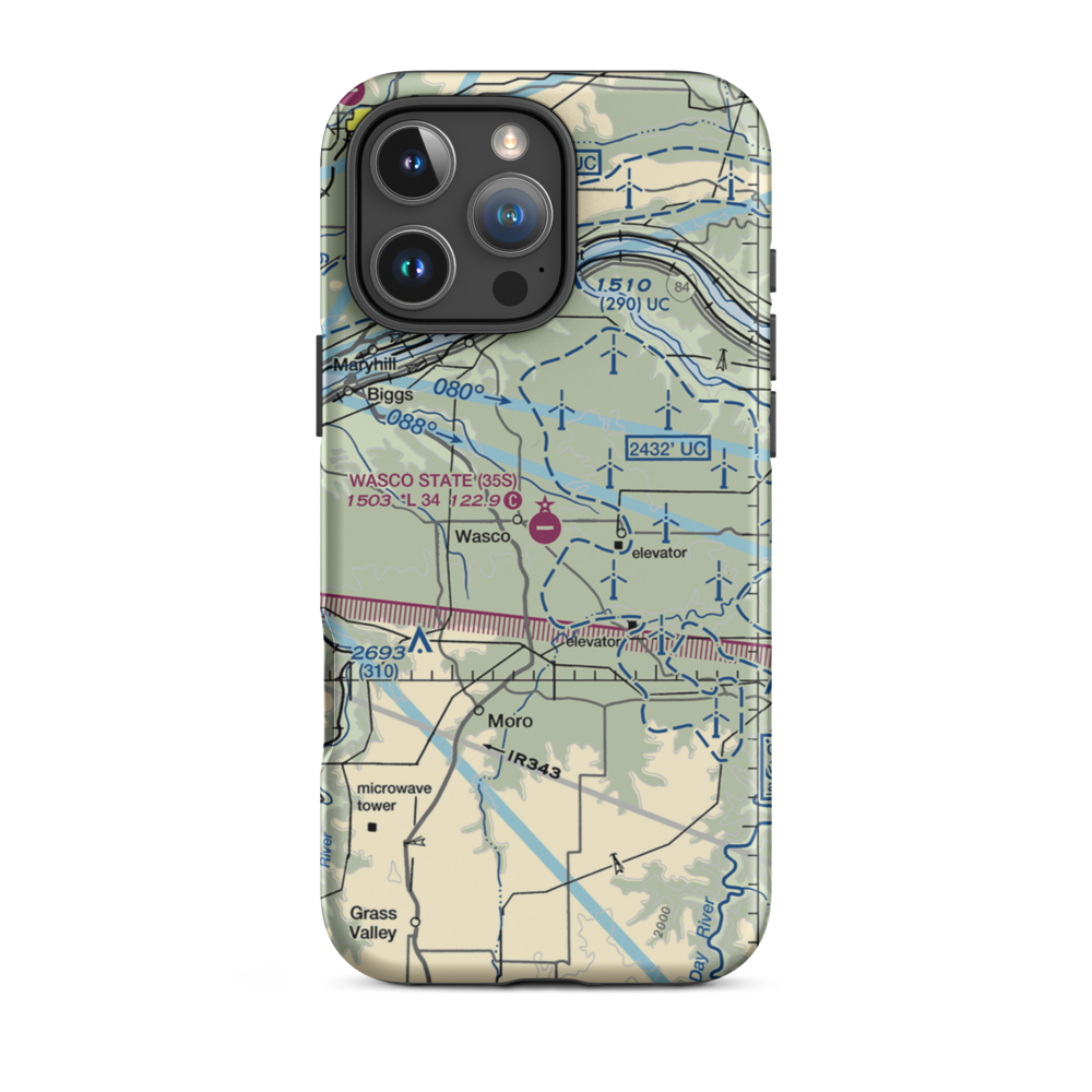 Wasco State Airport (35S) VFR Sectional  Tough iPhone Case iPhone 16 Pro Max model shown
