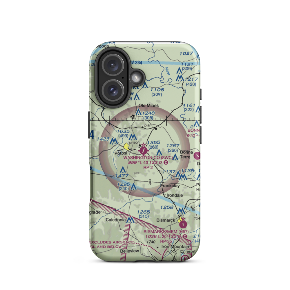 Washington County Airport (8WC) VFR Sectional  Tough iPhone Case iPhone 16 model shown
