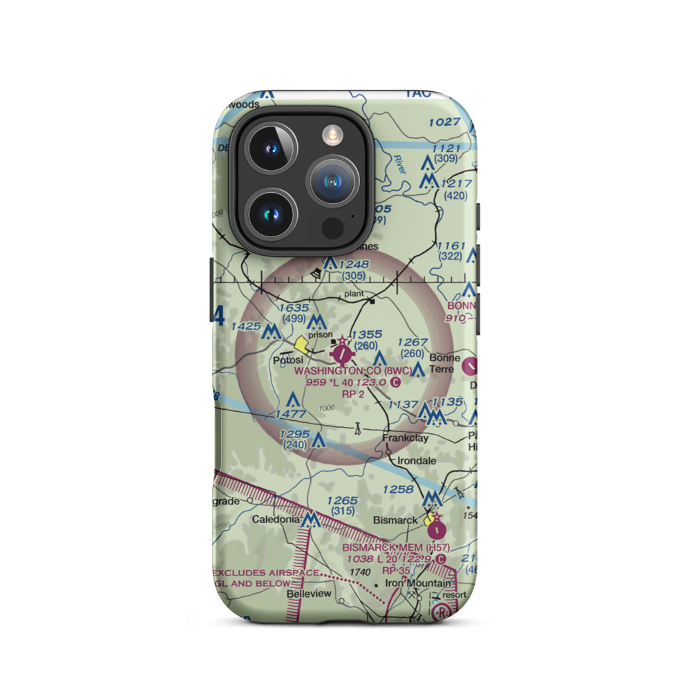 Washington County Airport (8WC) VFR Sectional  Tough iPhone Case iPhone 16 Pro model shown