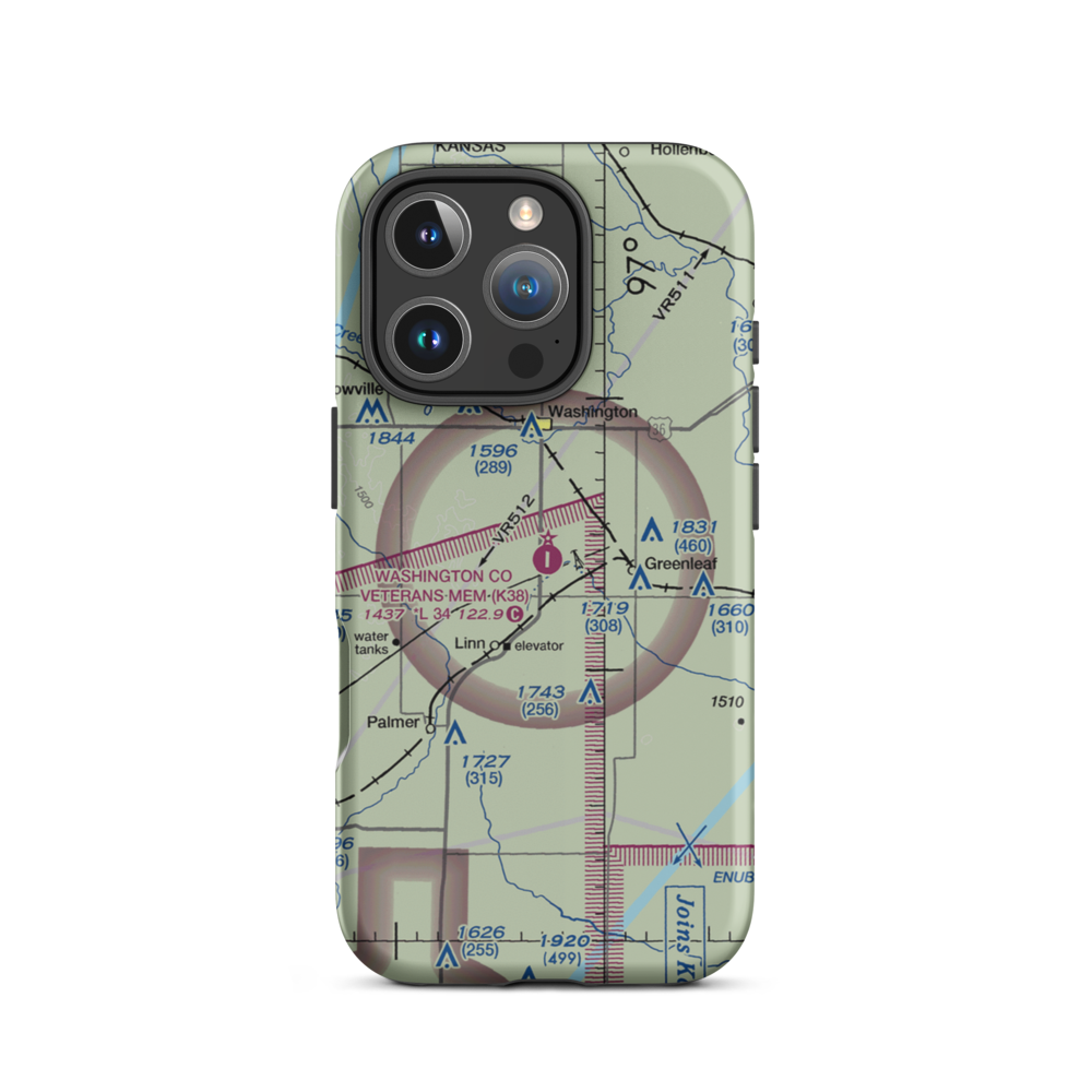 Washington County Memorial Airport (K38) VFR Sectional  Tough iPhone Case iPhone 16 Pro model shown