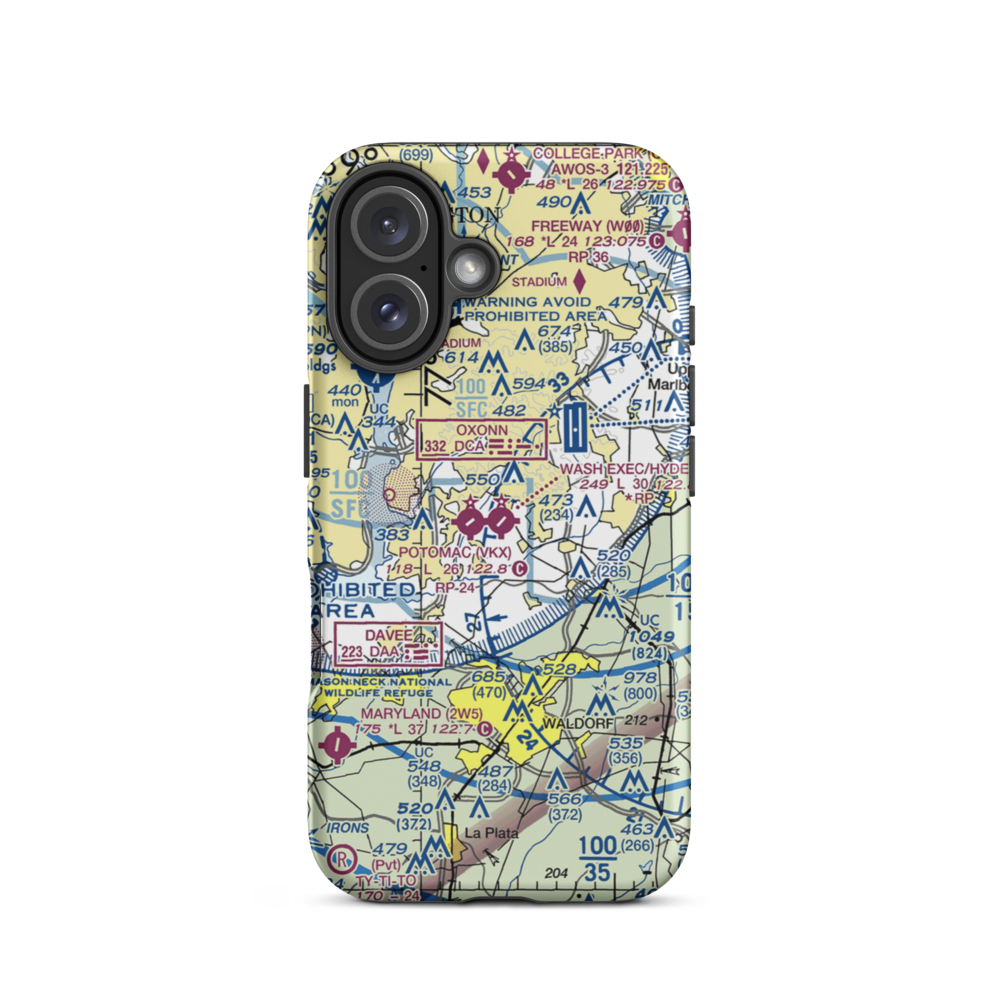 Washington Executive Hyde Field (W32) VFR Sectional  Tough iPhone Case iPhone 16 model shown
