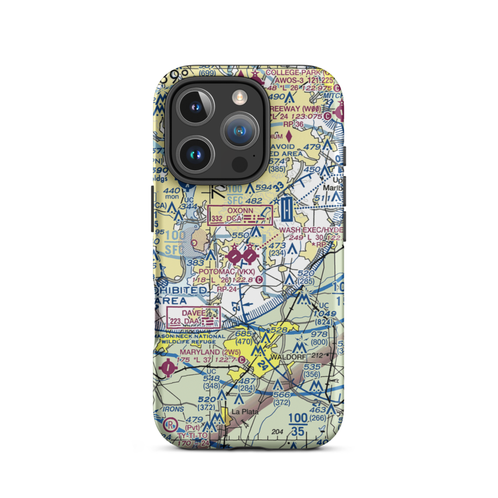 Washington Executive Hyde Field (W32) VFR Sectional  Tough iPhone Case iPhone 16 Pro model shown