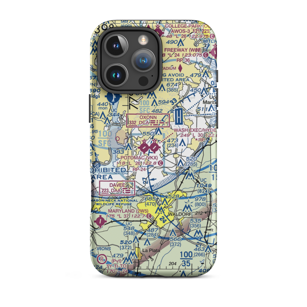 Washington Executive Hyde Field (W32) VFR Sectional  Tough iPhone Case iPhone 16 Pro Max model shown