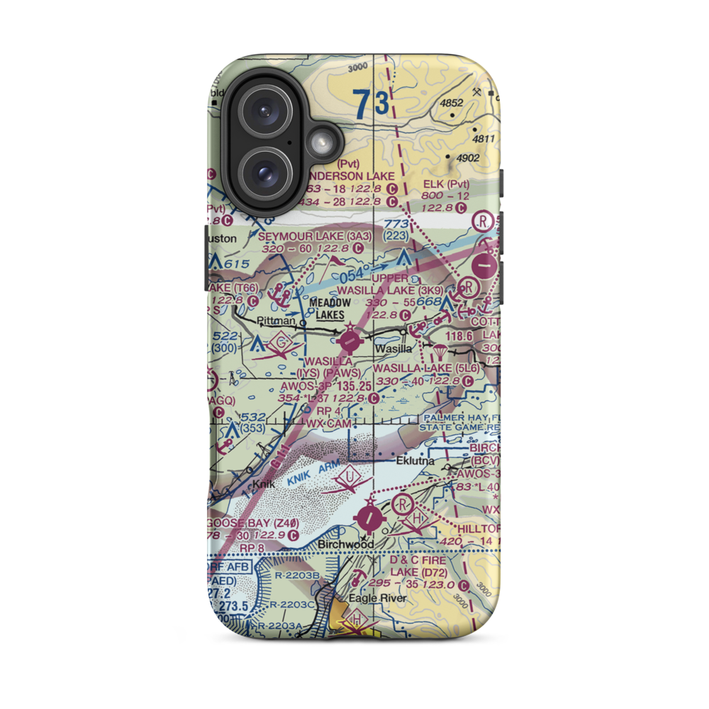 Wasilla Airport (IYS) VFR Sectional  Tough iPhone Case iPhone 16 Plus model shown