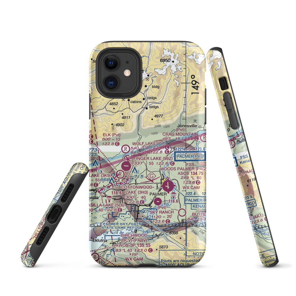 Wasilla Creek Airpark (05AK) VFR Sectional  Tough iPhone Case iPhone 11 model shown