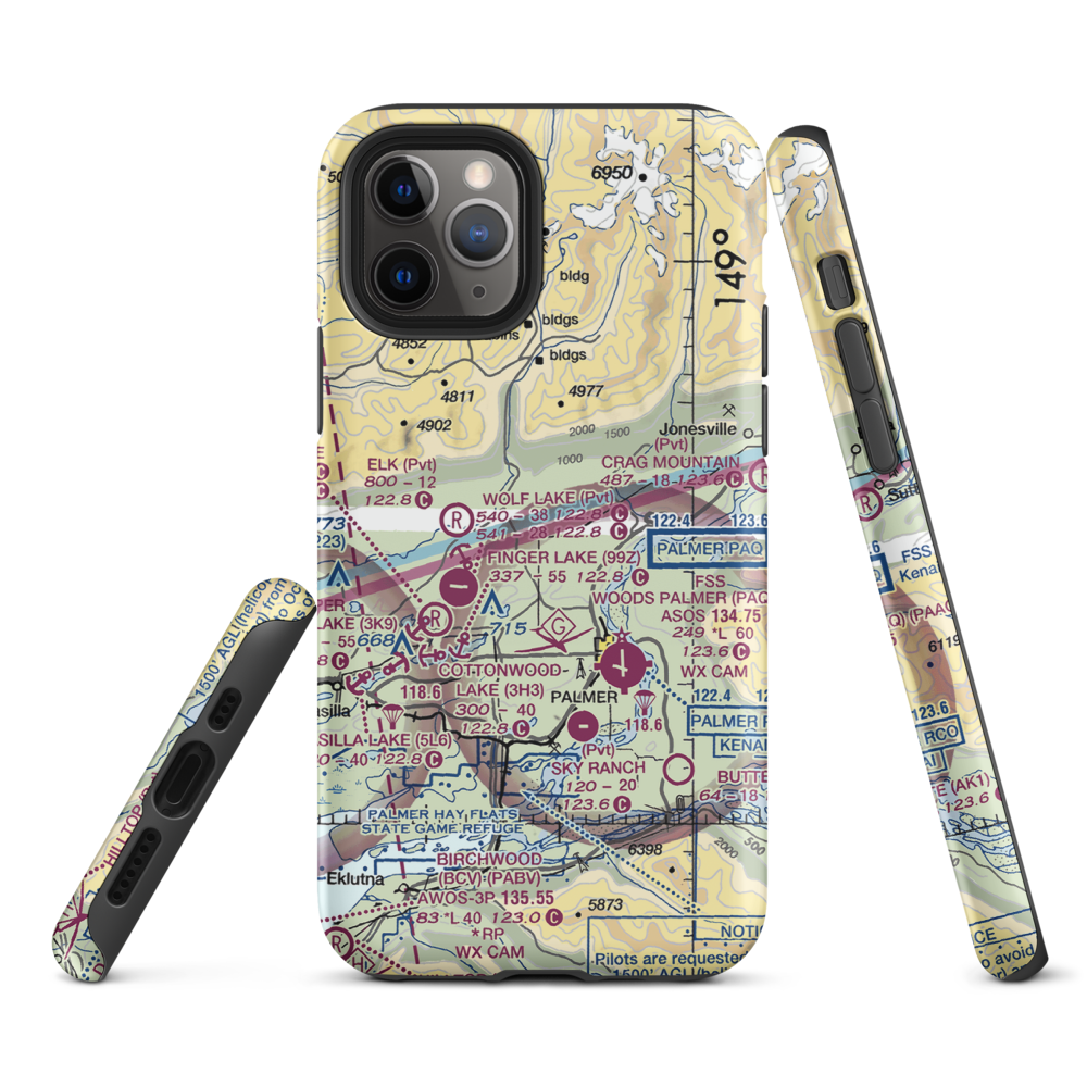 Wasilla Creek Airpark (05AK) VFR Sectional  Tough iPhone Case iPhone 11 Pro model shown