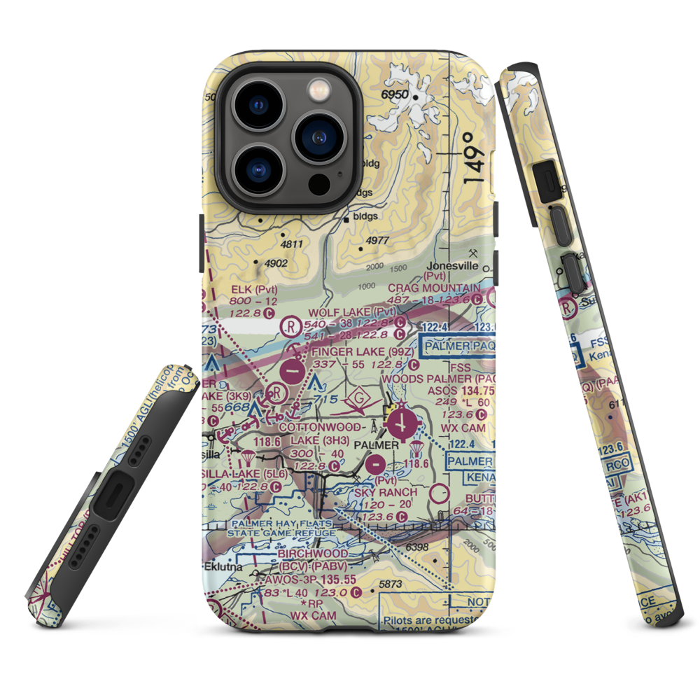Wasilla Creek Airpark (05AK) VFR Sectional  Tough iPhone Case iPhone 13 Pro Max model shown