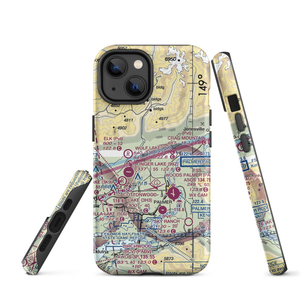 Wasilla Creek Airpark (05AK) VFR Sectional  Tough iPhone Case iPhone 14 model shown