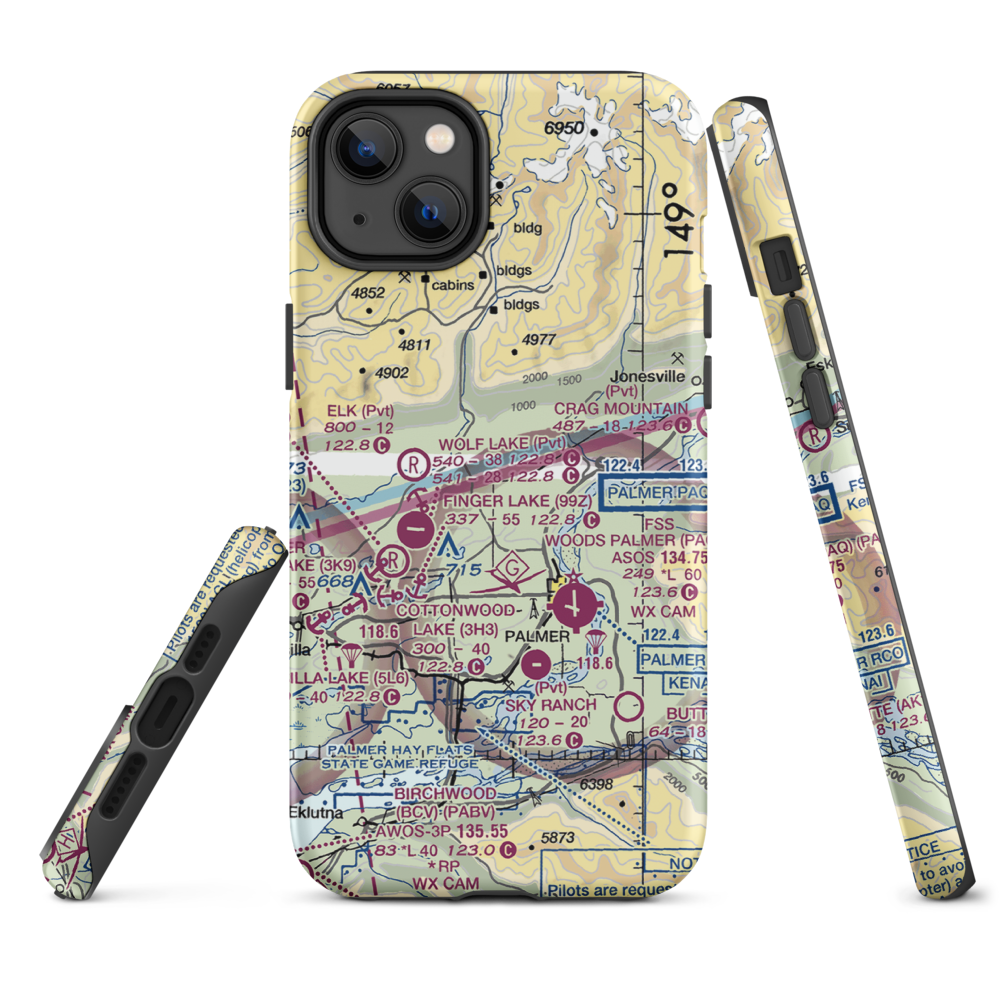 Wasilla Creek Airpark (05AK) VFR Sectional  Tough iPhone Case iPhone 14 Plus model shown