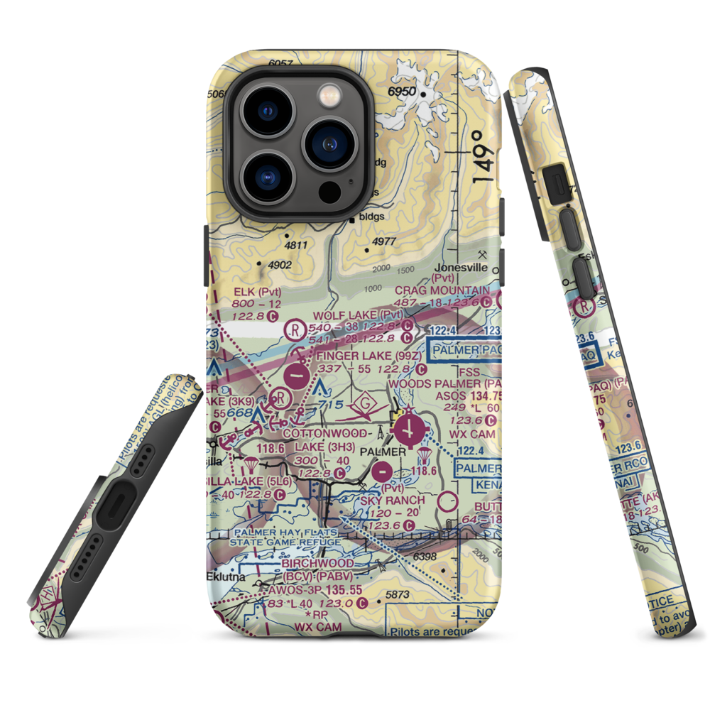 Wasilla Creek Airpark (05AK) VFR Sectional  Tough iPhone Case iPhone 14 Pro Max model shown