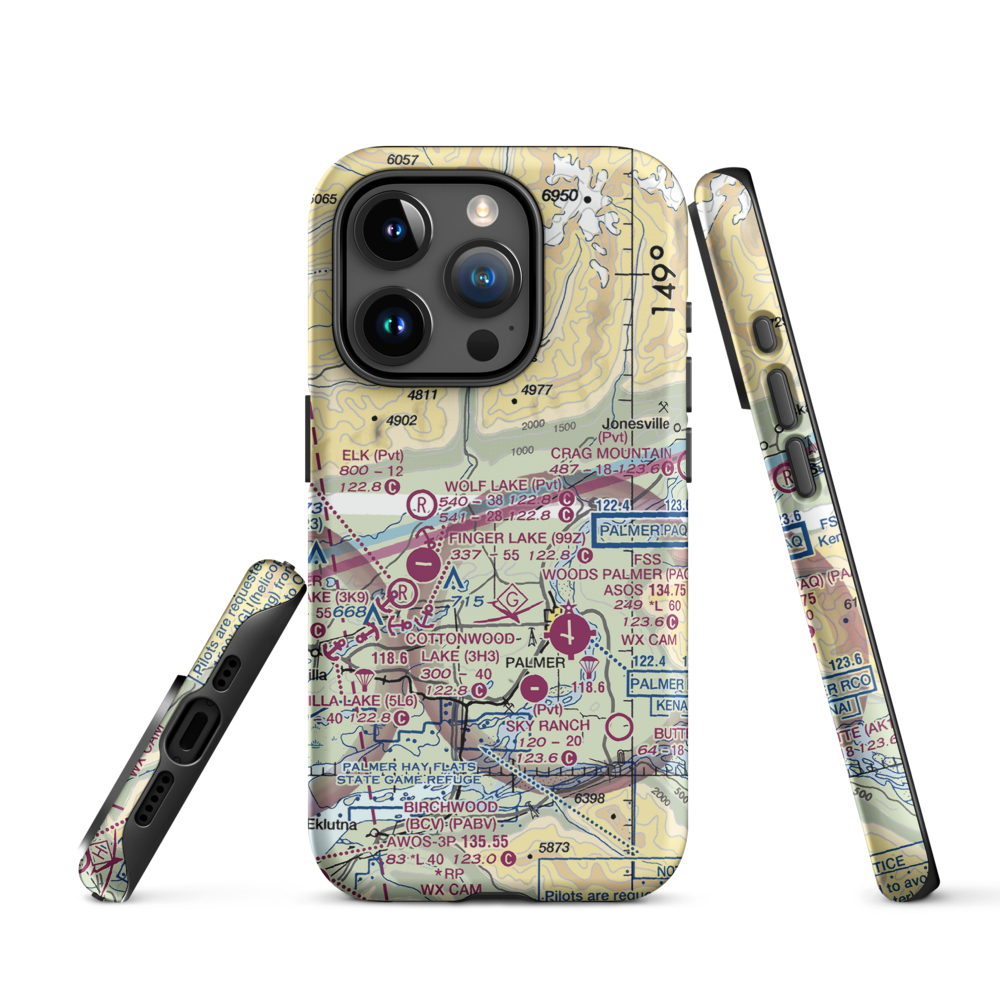 Wasilla Creek Airpark (05AK) VFR Sectional  Tough iPhone Case iPhone 15 Pro model shown