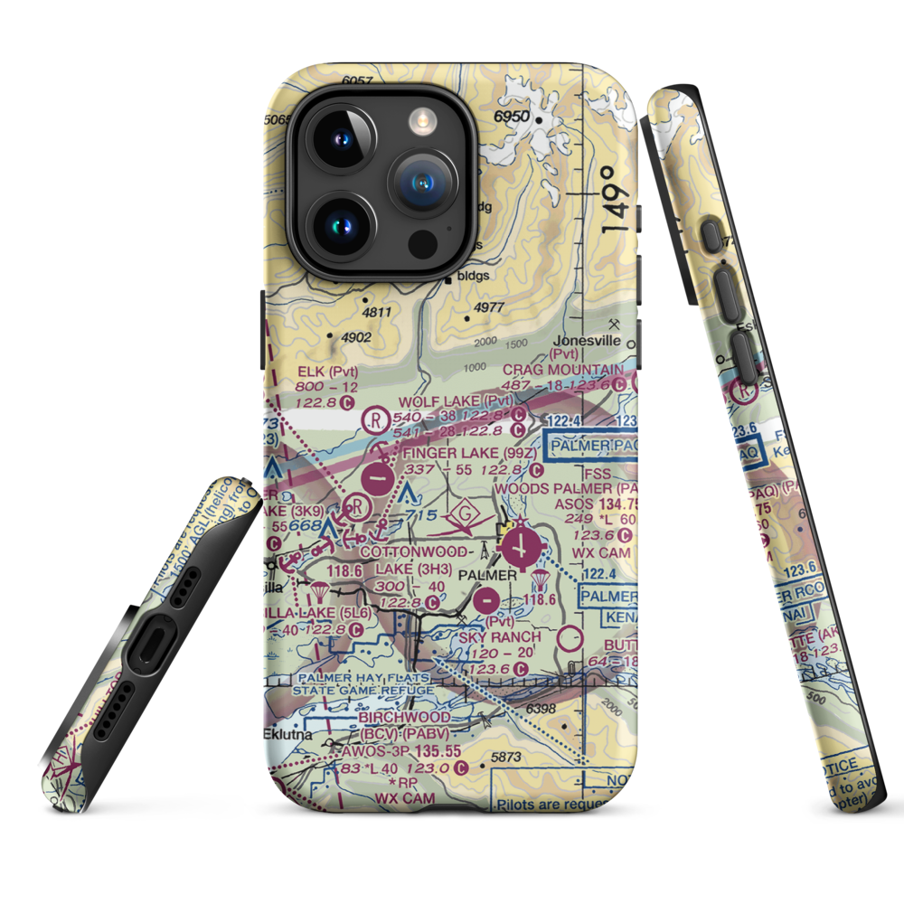 Wasilla Creek Airpark (05AK) VFR Sectional  Tough iPhone Case iPhone 15 Pro Max model shown