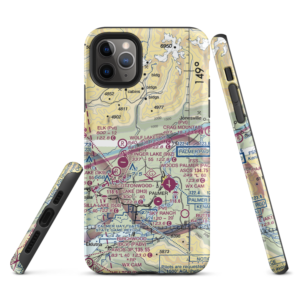 Wasilla Creek Airpark (05AK) VFR Sectional  Tough iPhone Case iPhone 11 Pro Max model shown