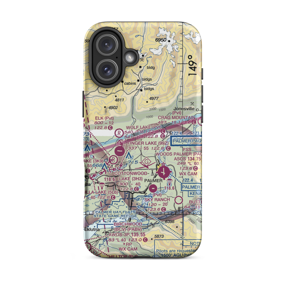 Wasilla Creek Airpark (05AK) VFR Sectional  Tough iPhone Case iPhone 16 Plus model shown