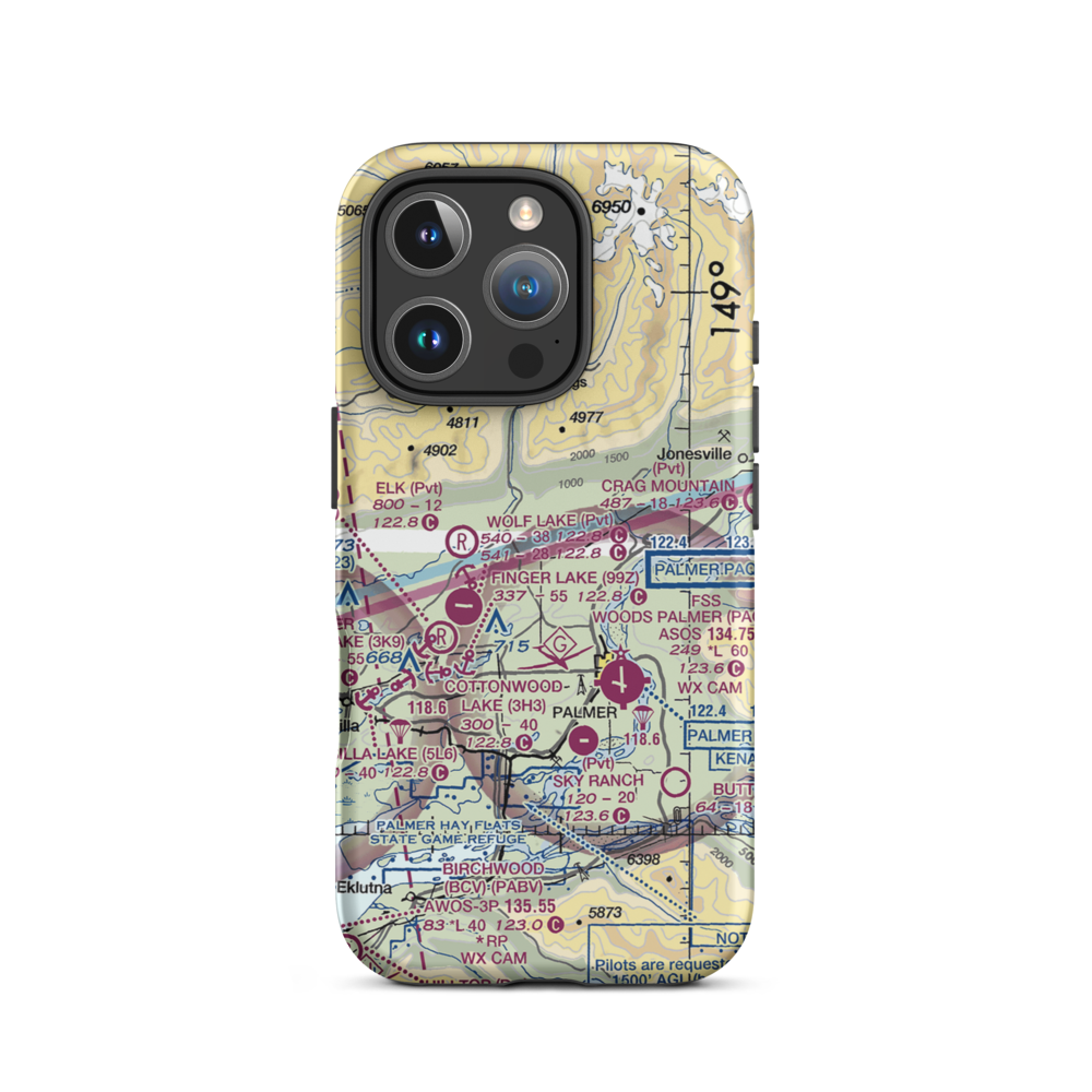 Wasilla Creek Airpark (05AK) VFR Sectional  Tough iPhone Case iPhone 16 Pro model shown