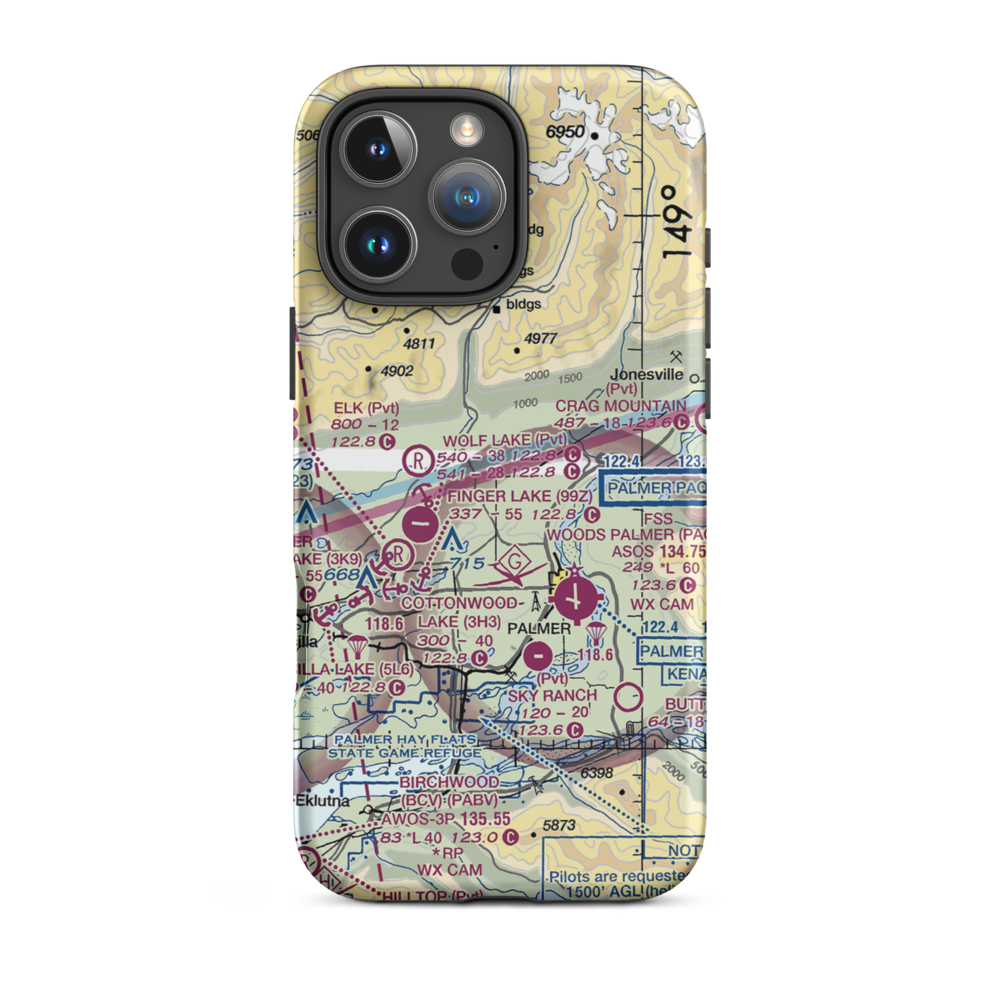 Wasilla Creek Airpark (05AK) VFR Sectional  Tough iPhone Case iPhone 16 Pro Max model shown