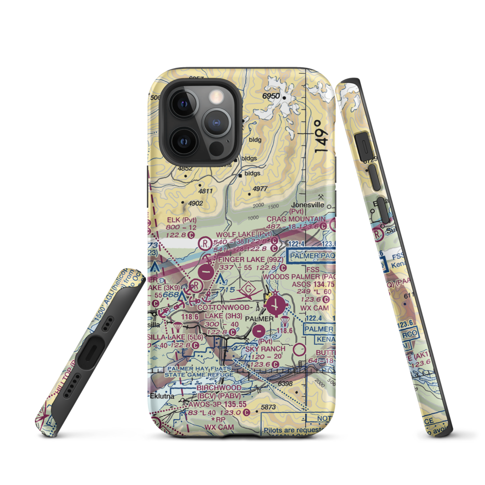 Wasilla Creek Airpark (05AK) VFR Sectional  Tough iPhone Case iPhone 12 Pro model shown