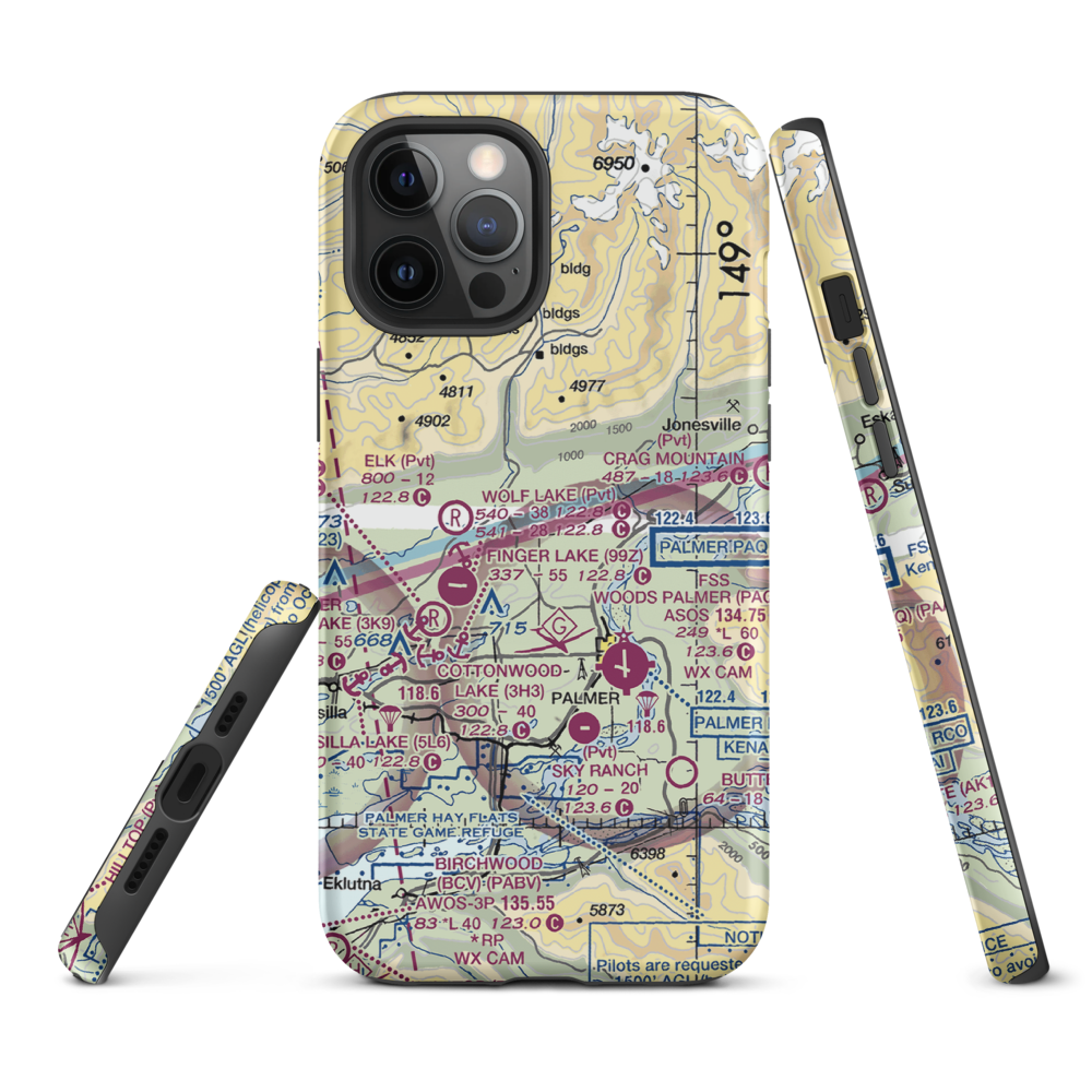 Wasilla Creek Airpark (05AK) VFR Sectional  Tough iPhone Case iPhone 12 Pro Max model shown