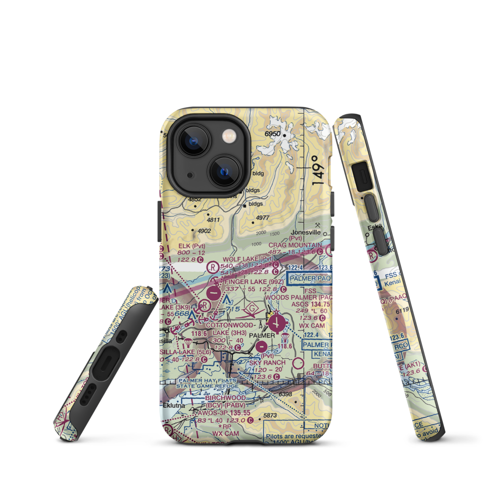 Wasilla Creek Airpark (05AK) VFR Sectional  Tough iPhone Case iPhone 13 mini model shown