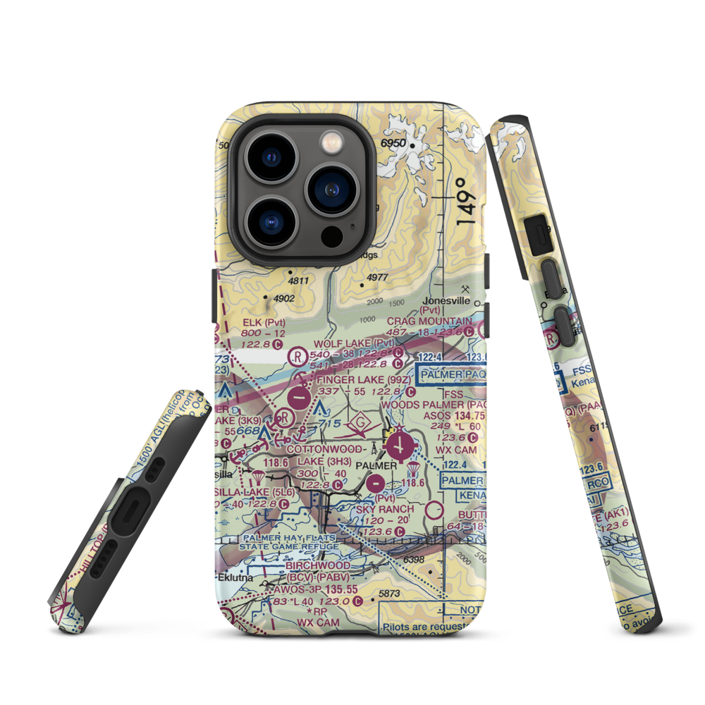 Wasilla Creek Airpark (05AK) VFR Sectional  Tough iPhone Case iPhone 13 Pro model shown