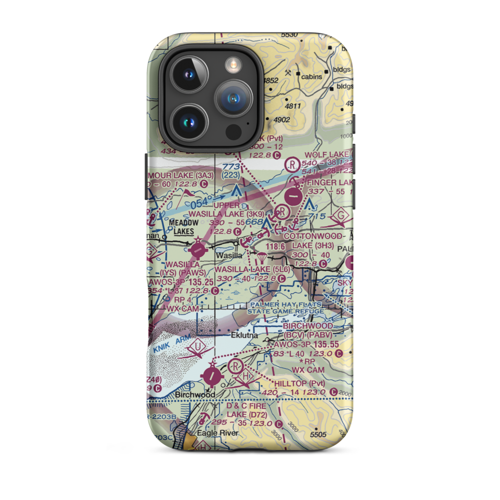 Wasilla Lake Seaplane Base (5L6) VFR Sectional  Tough iPhone Case iPhone 16 Pro Max model shown