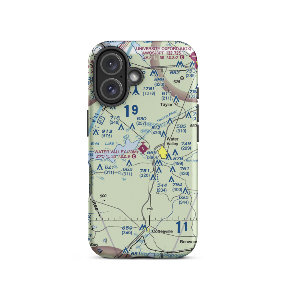 Water Valley Municipal Airport (33M) VFR Sectional  Tough iPhone Case iPhone 16 model shown
