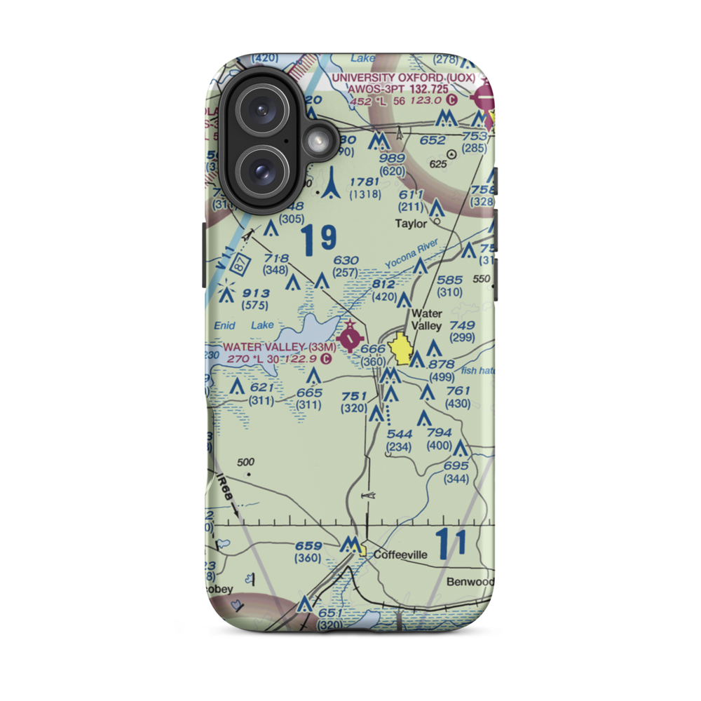 Water Valley Municipal Airport (33M) VFR Sectional  Tough iPhone Case iPhone 16 Plus model shown