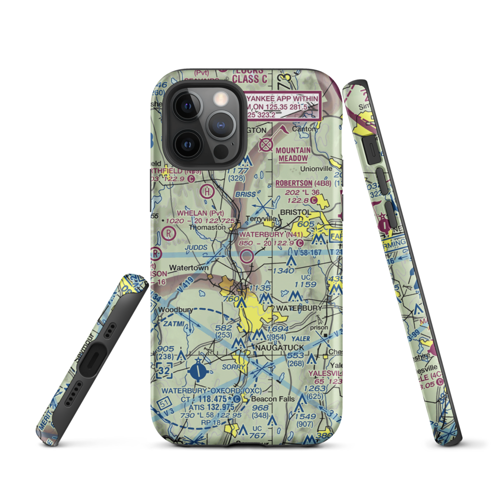 Waterbury Airport (N41) VFR Sectional  Tough iPhone Case iPhone 12 Pro model shown
