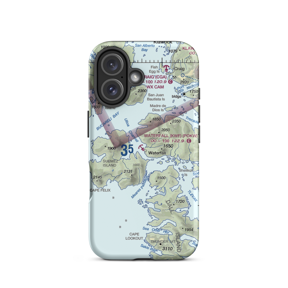 Waterfall Seaplane Base (KWF) VFR Sectional  Tough iPhone Case iPhone 16 model shown