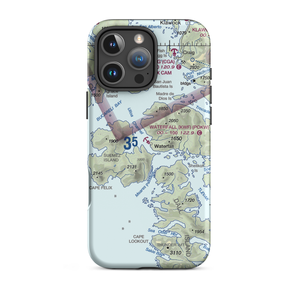 Waterfall Seaplane Base (KWF) VFR Sectional  Tough iPhone Case iPhone 16 Pro Max model shown
