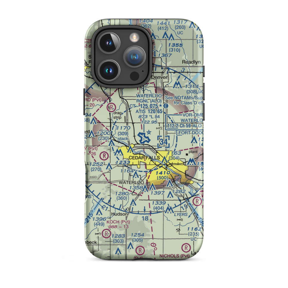 Waterloo Regional Airport (ALO) VFR Sectional  Tough iPhone Case iPhone 16 Pro Max model shown