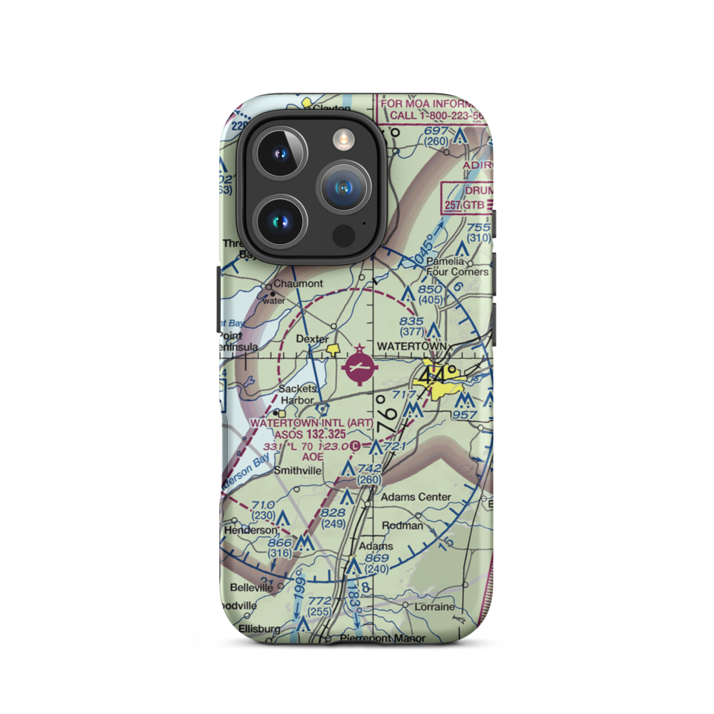 Watertown International Airport (ART) VFR Sectional  Tough iPhone Case iPhone 16 Pro model shown