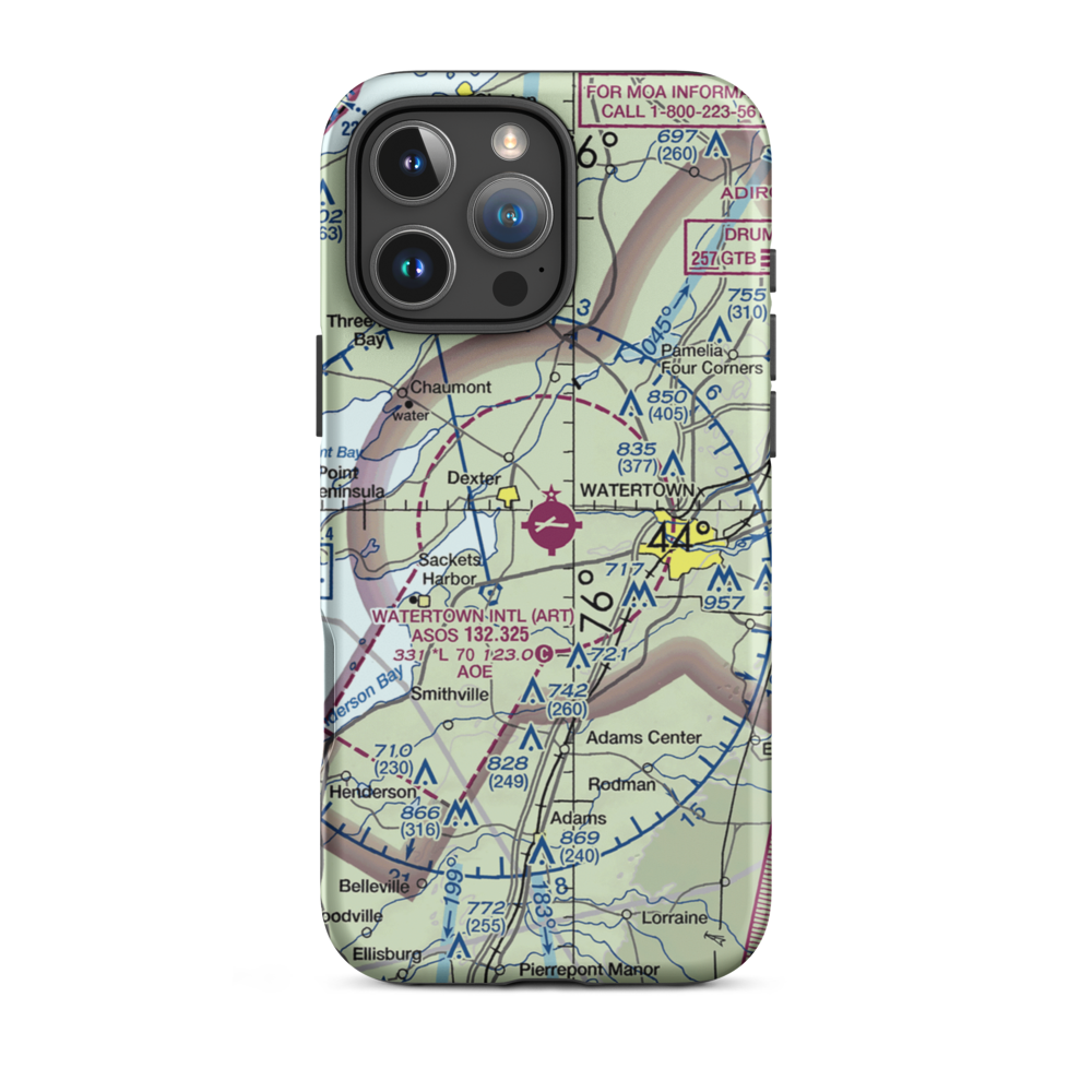 Watertown International Airport (ART) VFR Sectional  Tough iPhone Case iPhone 16 Pro Max model shown