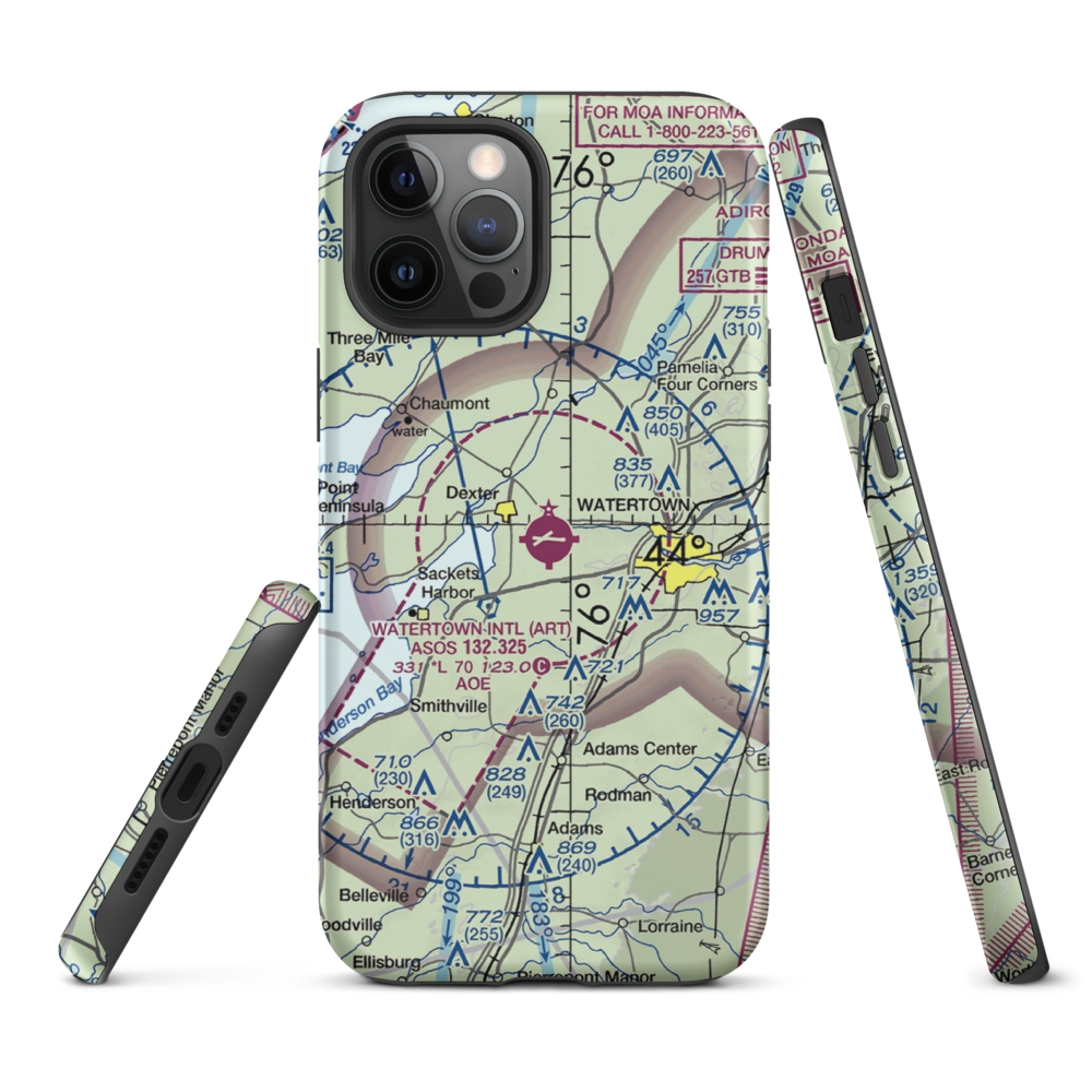 Watertown International Airport (ART) VFR Sectional  Tough iPhone Case iPhone 12 Pro Max model shown