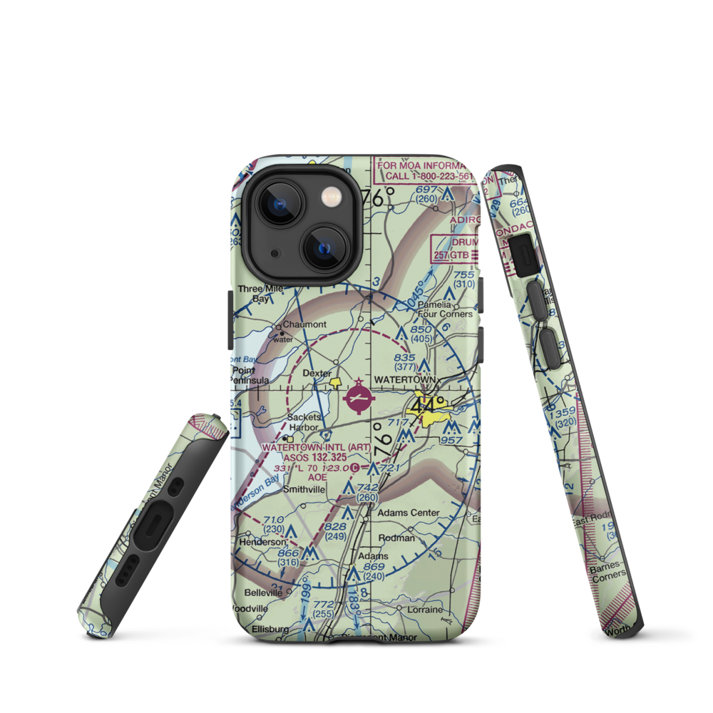 Watertown International Airport (ART) VFR Sectional  Tough iPhone Case iPhone 13 mini model shown