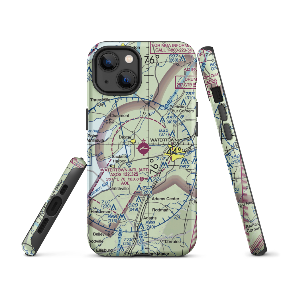 Watertown International Airport (ART) VFR Sectional  Tough iPhone Case iPhone 13 model shown